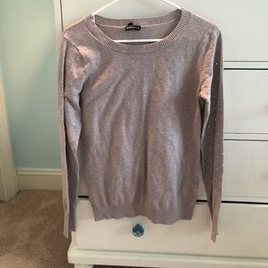 Tan Sweater with Rhinestones on sleeves